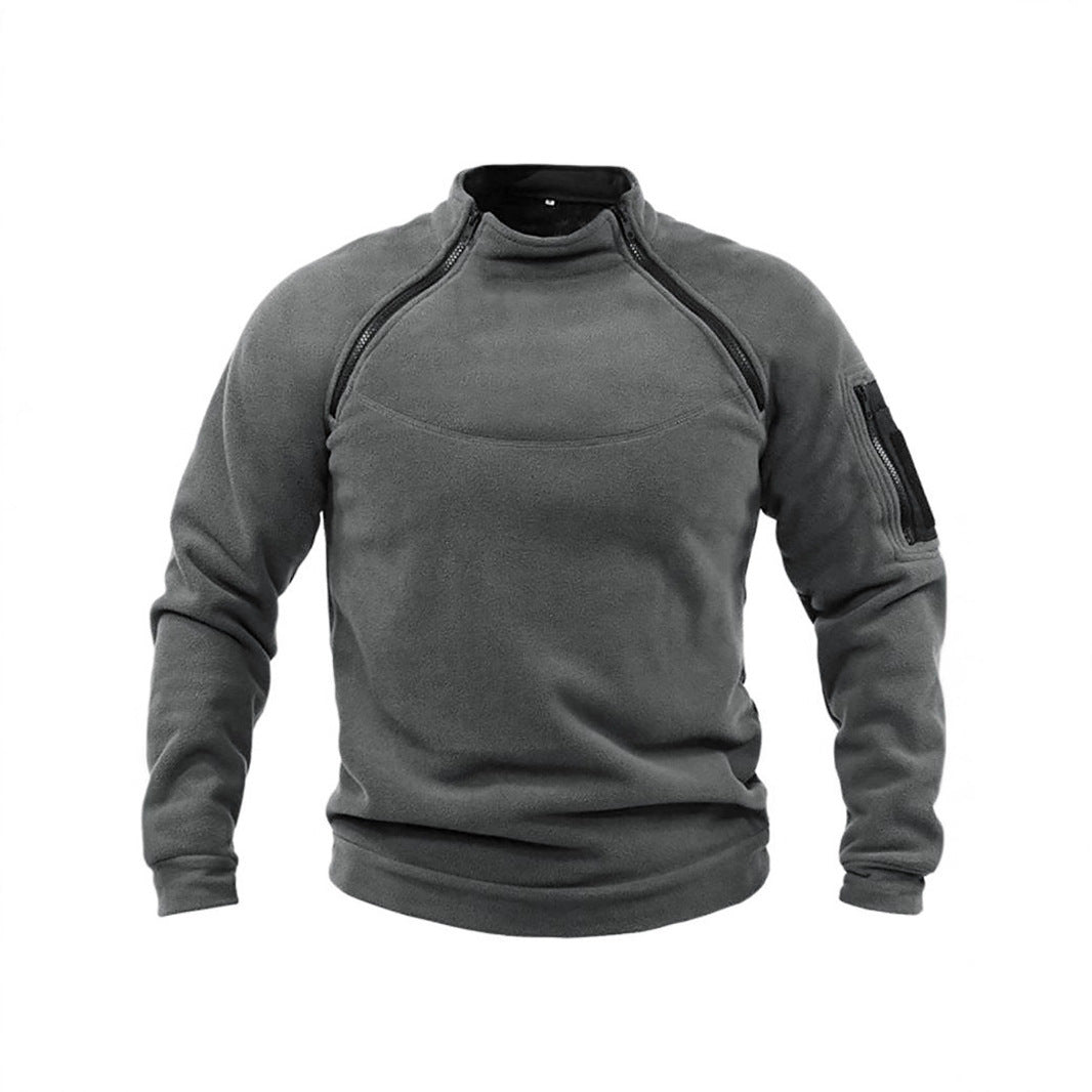 Men's Thermal Fleece Pullover with High Collar and Practical Pockets Chic Und Stil
