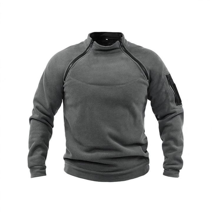 Men's Thermal Fleece Pullover with High Collar and Practical Pockets Chic Und Stil