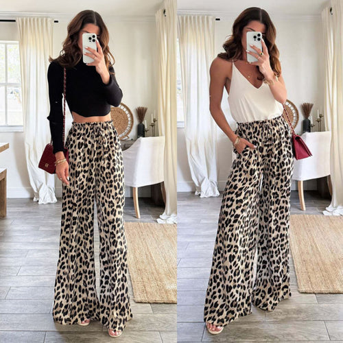 Women Wide Leg Leopard Print Pants Amarae