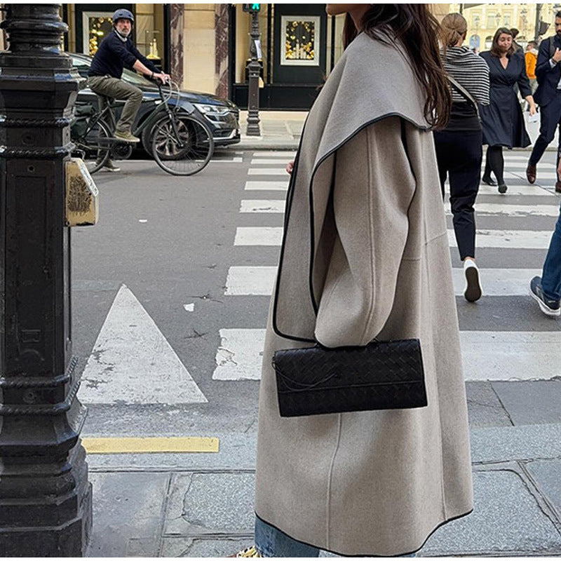 Ladies Oversized Wool Cape with Chic and Stylish Fashion Accents