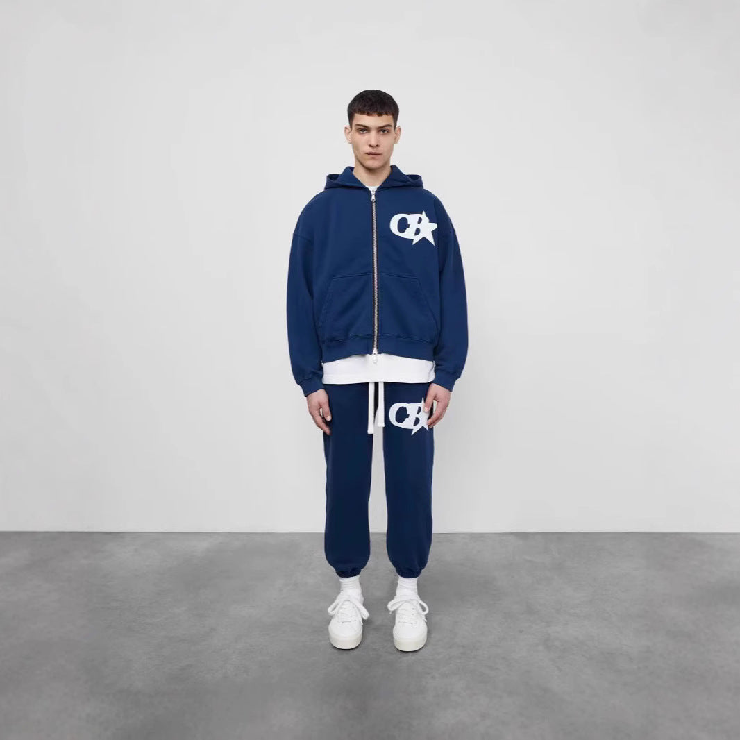 Men's hooded sweatshirt jacket with stylish logo and comfortable waistband Chic & Stil