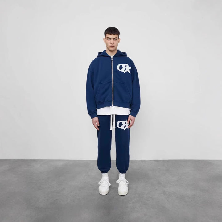 Men's hooded sweatshirt jacket with stylish logo and comfortable waistband Chic & Stil