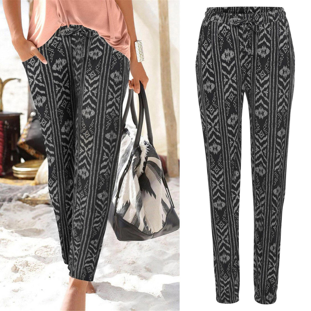 Floral pants for women with elastic waist and side pockets Lune Londonl