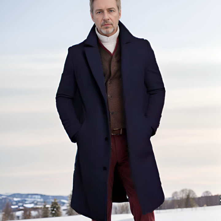 Chic wool coat for men with textured premium material Lune London