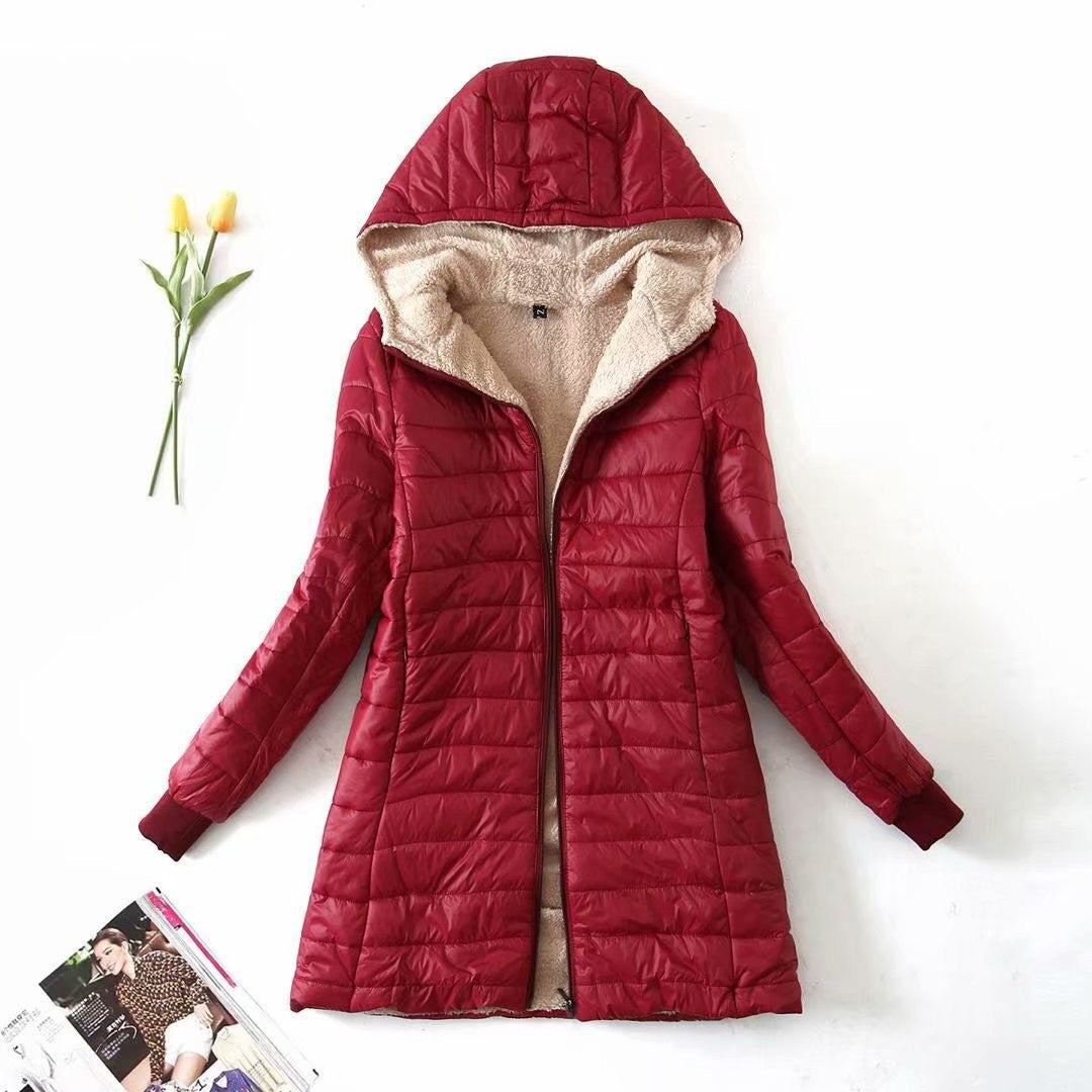 Quilted winter coat for women with hood and soft inner lining Lune London