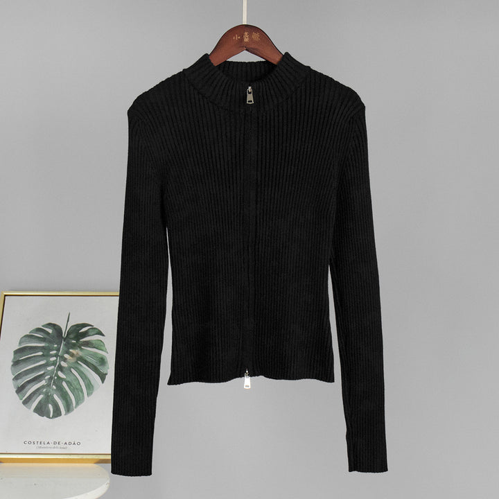 Sporty knit sweater for women with high collar Lune London