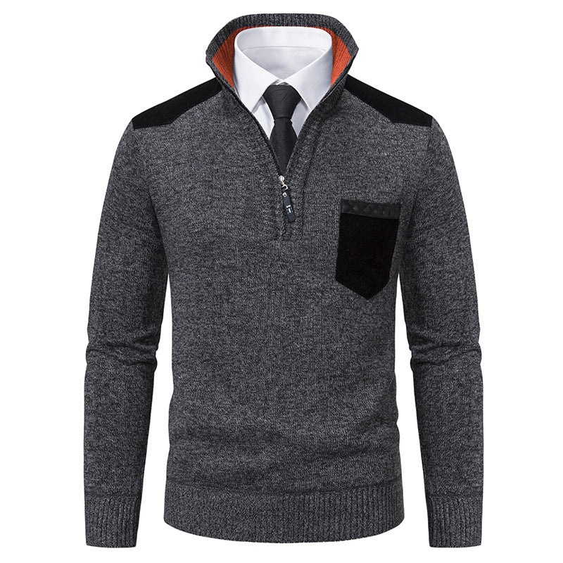 Elegant knitted sweater for men with collar and pockets Lune London
