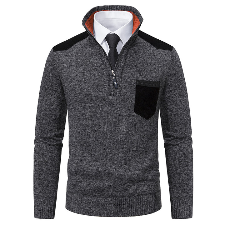 Elegant knitted sweater for men with collar and pockets Lune London