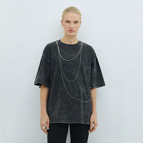 Oversized t-shirt for women with decorative chain accent Amarae