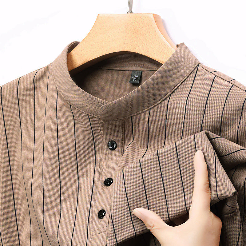 Men's polo shirt with an elegant striped pattern and a high-quality button placket Lune London