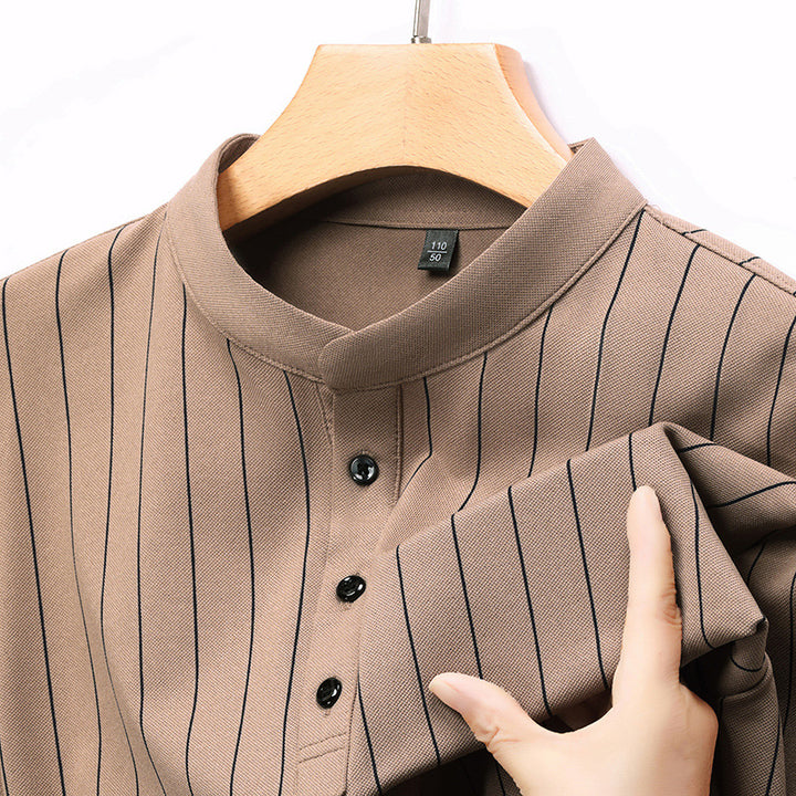 Men's polo shirt with an elegant striped pattern and a high-quality button placket Lune London