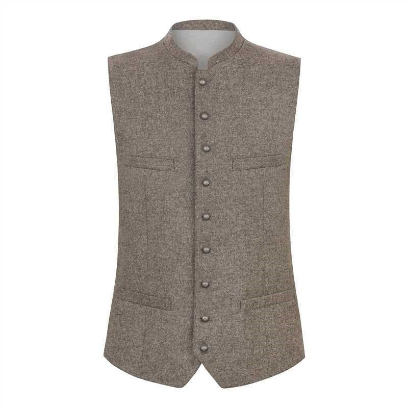 Men's vest with stand-up collar and continuous button placket in traditional style Amarae