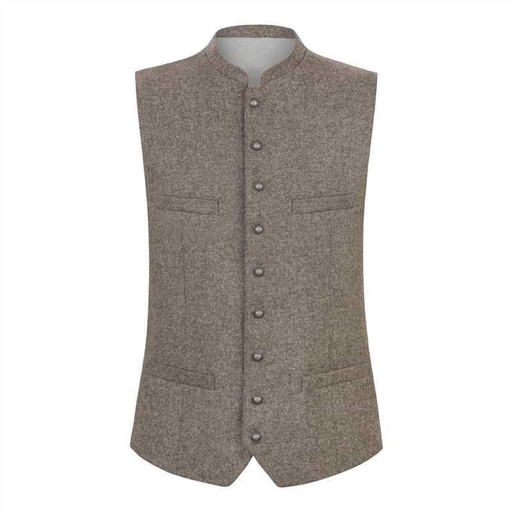 Men's vest with stand-up collar and continuous button placket in traditional style Amarae