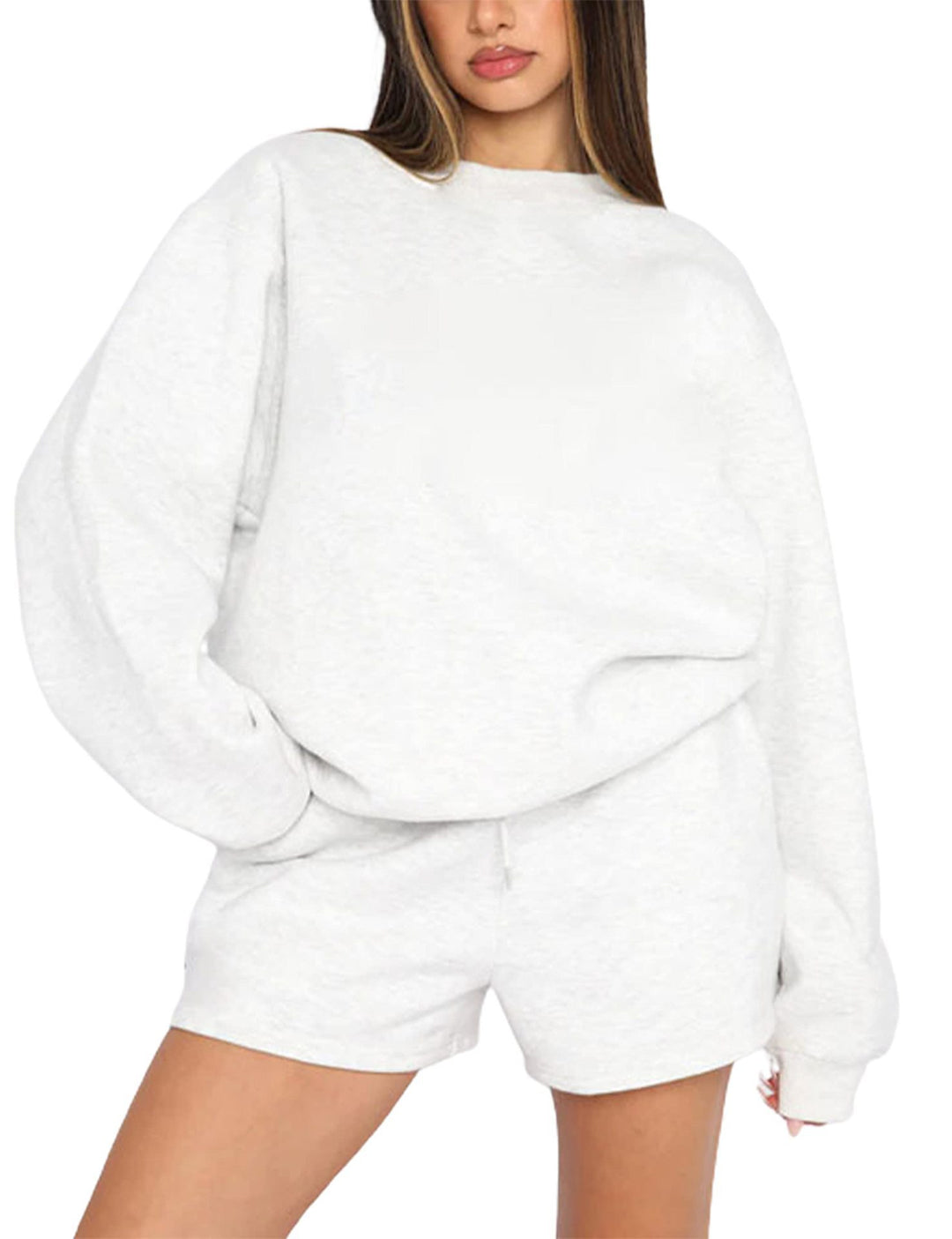 Amarae women's sporty sweatshirt and shorts set