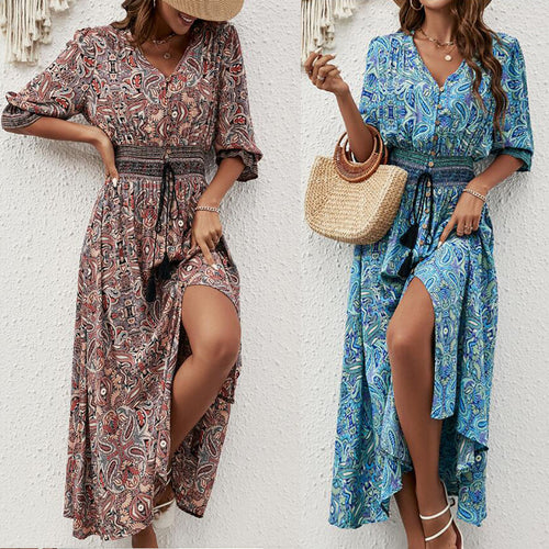 Bohemian long button maxi dress Amarae for women