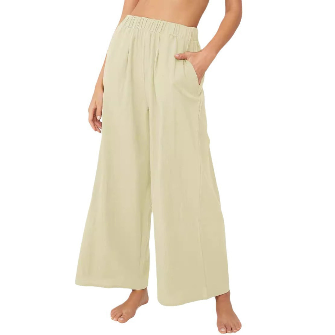 Summer pants for women, loose-fitting, with elastic waist and practical side pockets Lune London