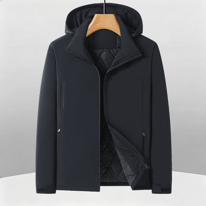 Men's Warm Softshell Hybrid Jacket with Quilted Thermal Lining and Hood Amarae