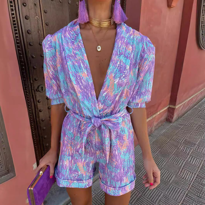 Women's Chic Relaxed Bright Print Jumpsuit