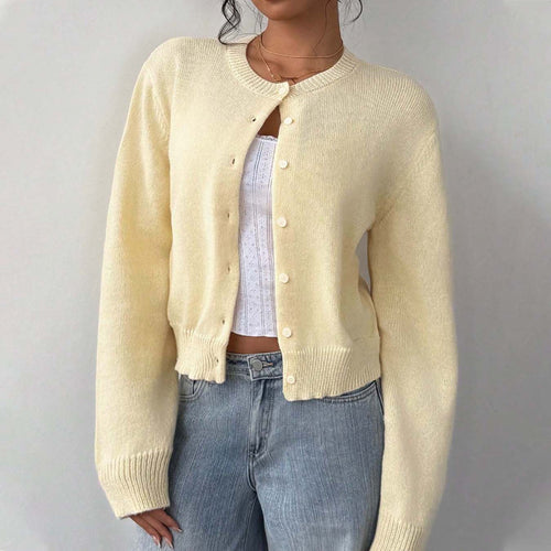 Lightweight knit jacket for ladies with button details and round neckline Amarae