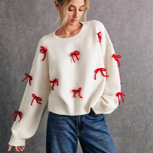 Women's sweater with decorative knot elements and a modern cut Amarae