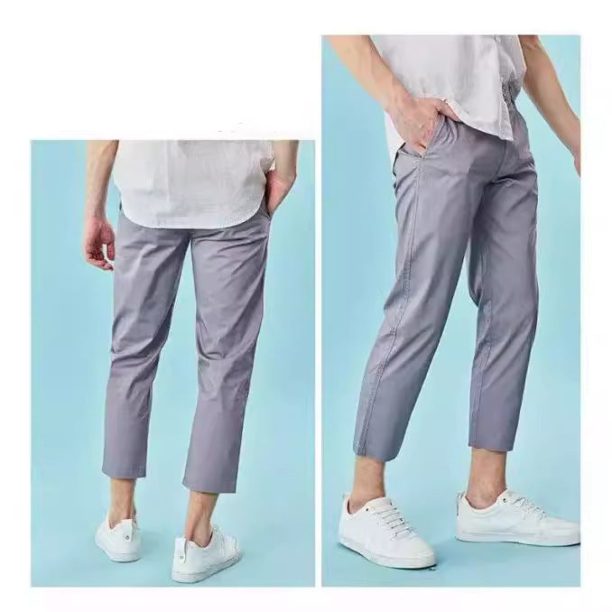 Men's Slim-Fit Chino Pants with Tapered Leg and Rolled Hem Amarae