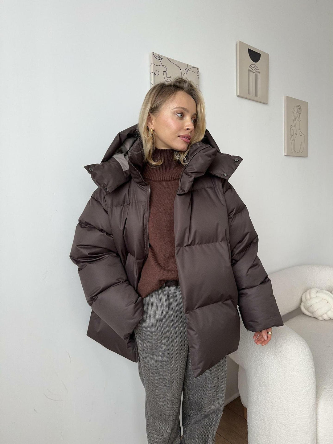 Fashion parka for women with electric hood insert and elastic waist Lune London