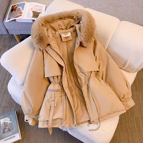 Trendy winter coat for women with removable faux fur collar and practical pockets Amarae