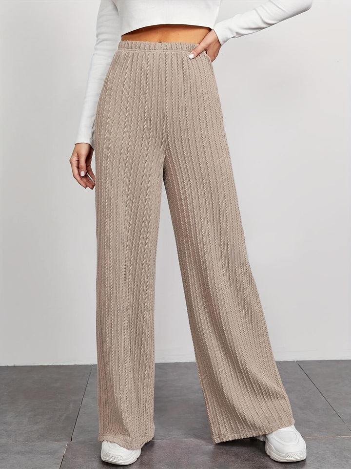 Wide knit pants for women with a refined structured pattern Lune London