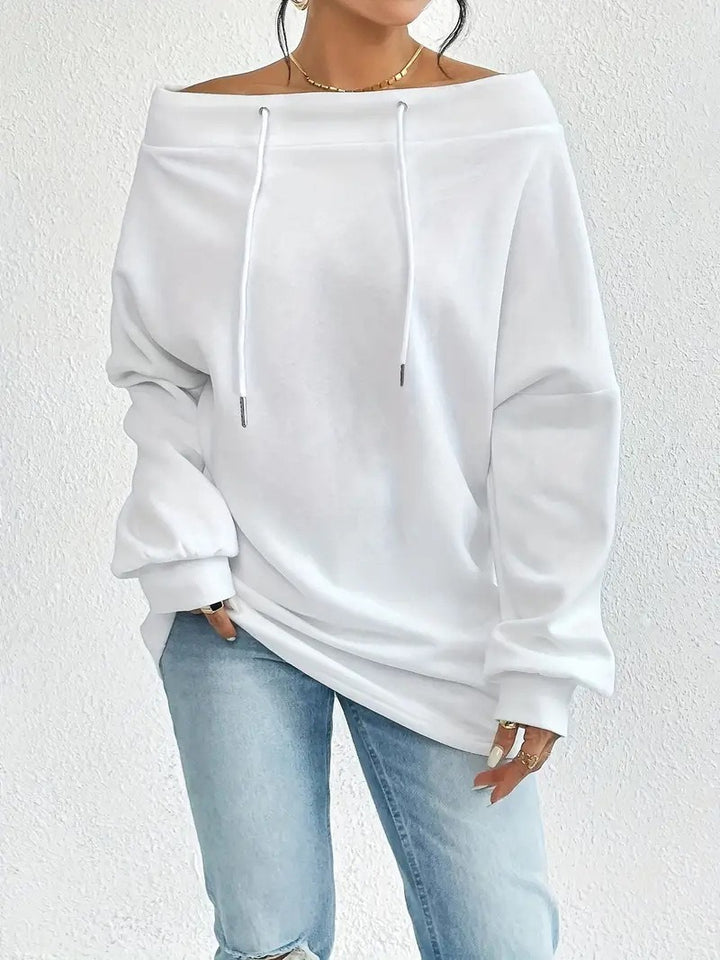 Pull décontracté pour femmes en taille oversized avec col ouvert et cordons pratiques Chic & Stil