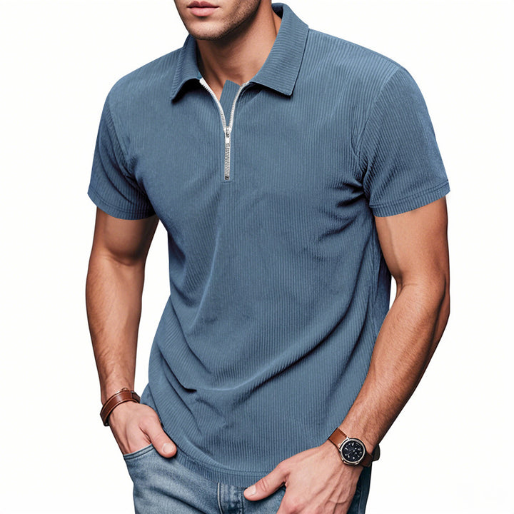 Men's short sleeve sports polo with zipper Lune London