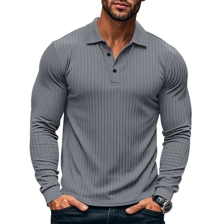 Men's Long Sleeve Henley Shirt with Ribbed Texture Pattern Lune London