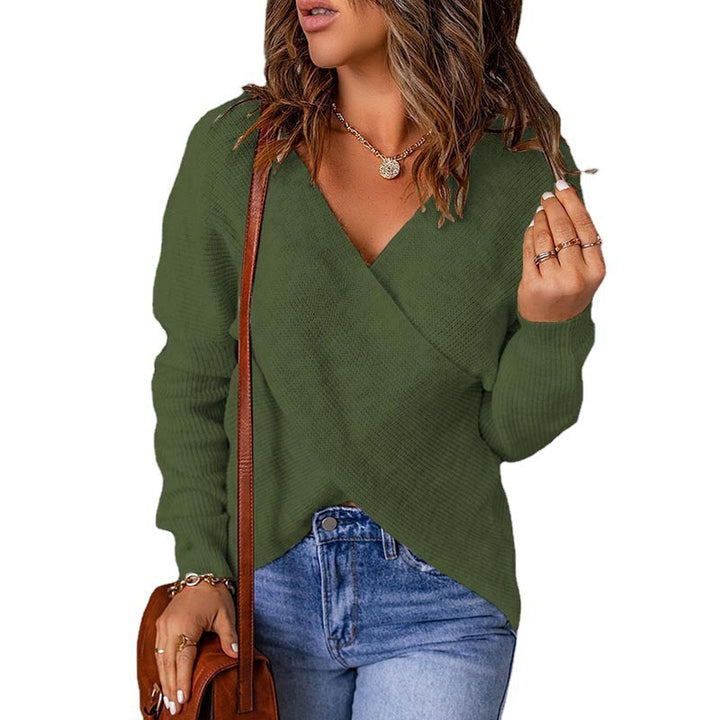 Lune London women's knitted sweater with a wrapped neckline