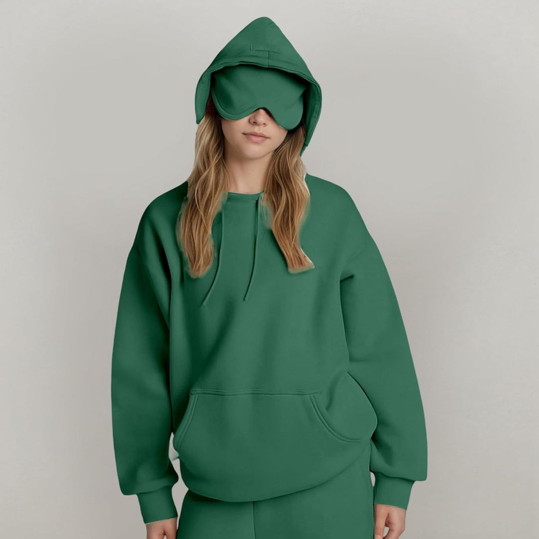 Ladies oversized hoodie with integrated sleep mask design Amarae