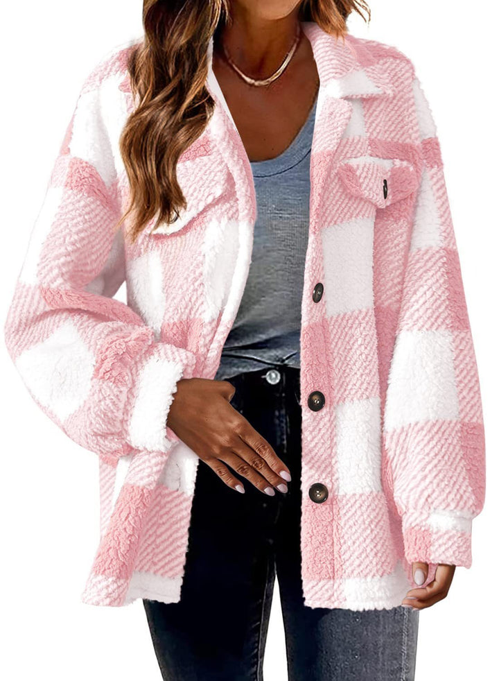 Ladies Cozy Tartan Jacket with Buttons and Chest Pocket Lune London
