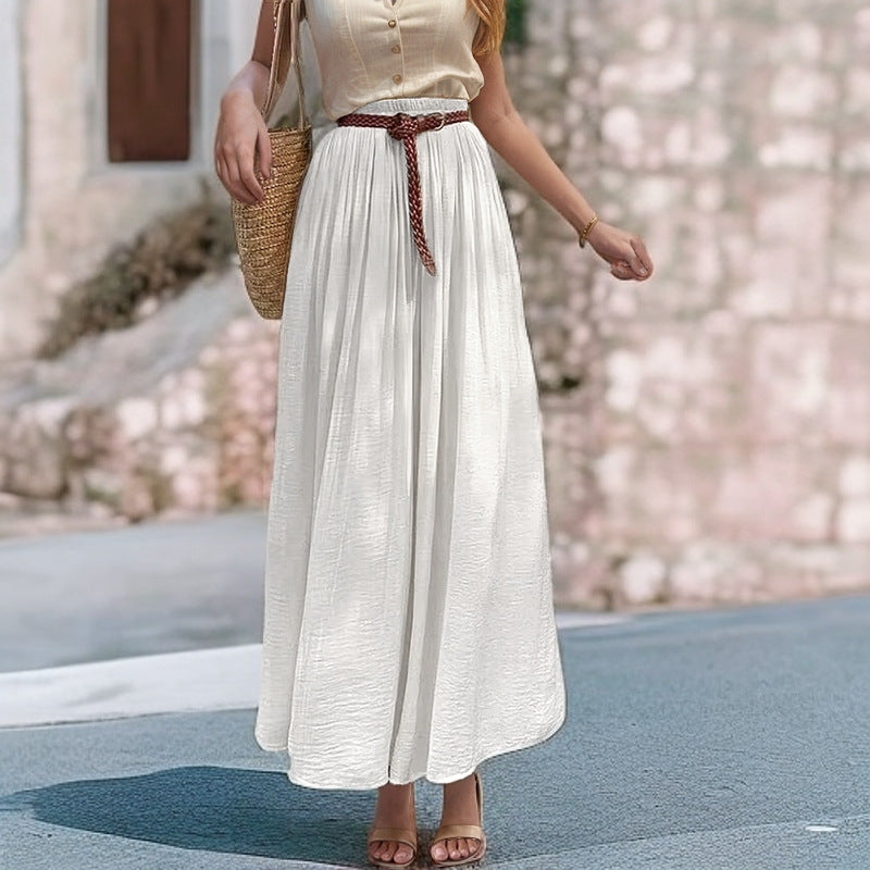 Long Maxi Dress for Women with Elastic Belt and Fluid Fabric Lune London