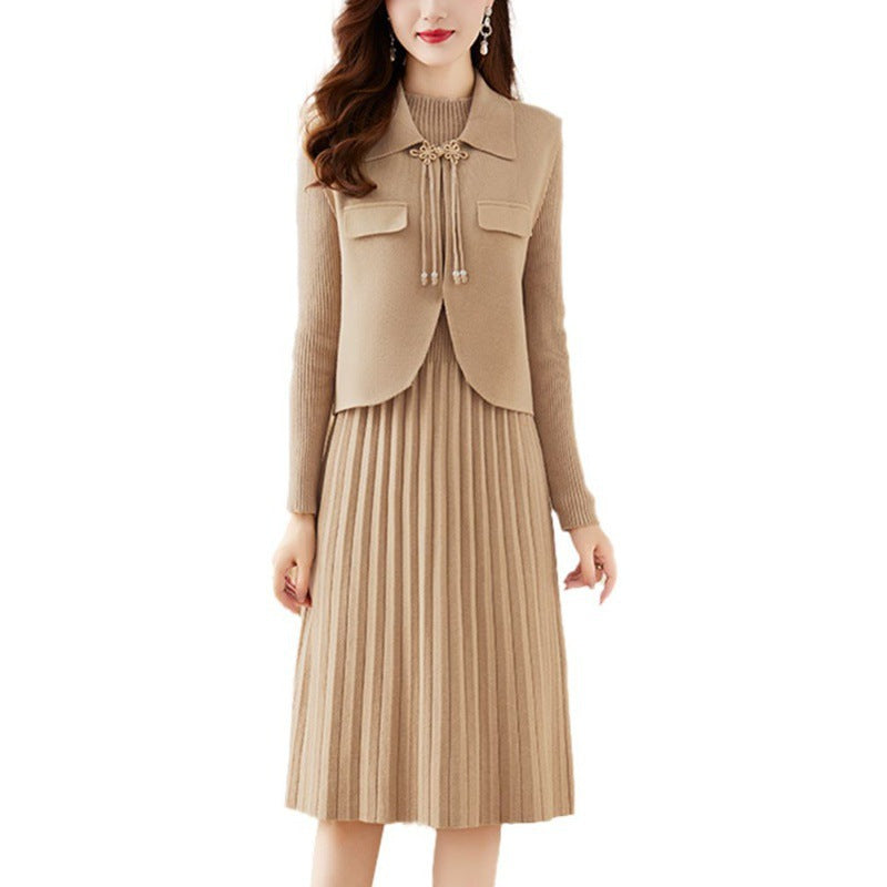 Ladies' knitted dress with combined blazer design and fine ribbed structure Lune London
