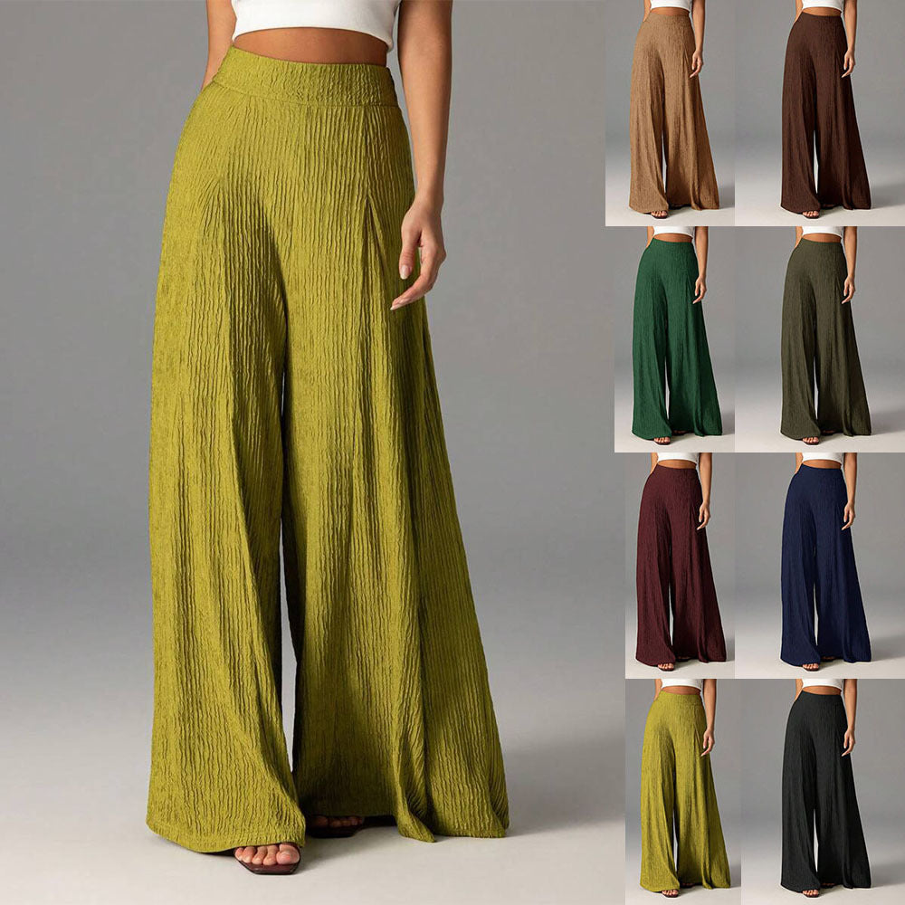 Wide pleated pants for women with high waist and elastic waistband Lune London