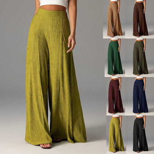 Wide pleated pants for women with high waist and elastic waistband Amarae