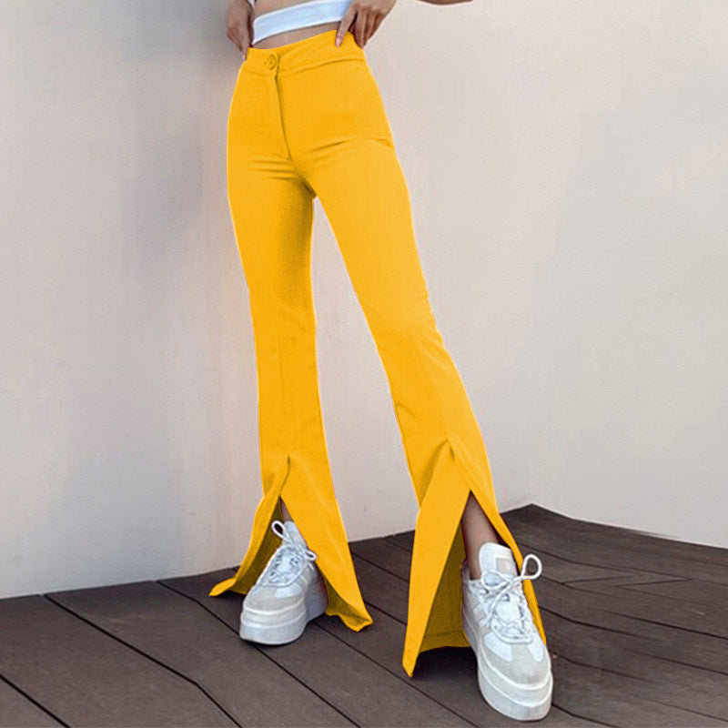 Flared leggings for women with side slit Lune London