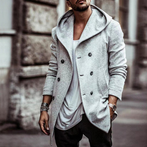Urban coat for men with oversized hood and double-breasted Amarae