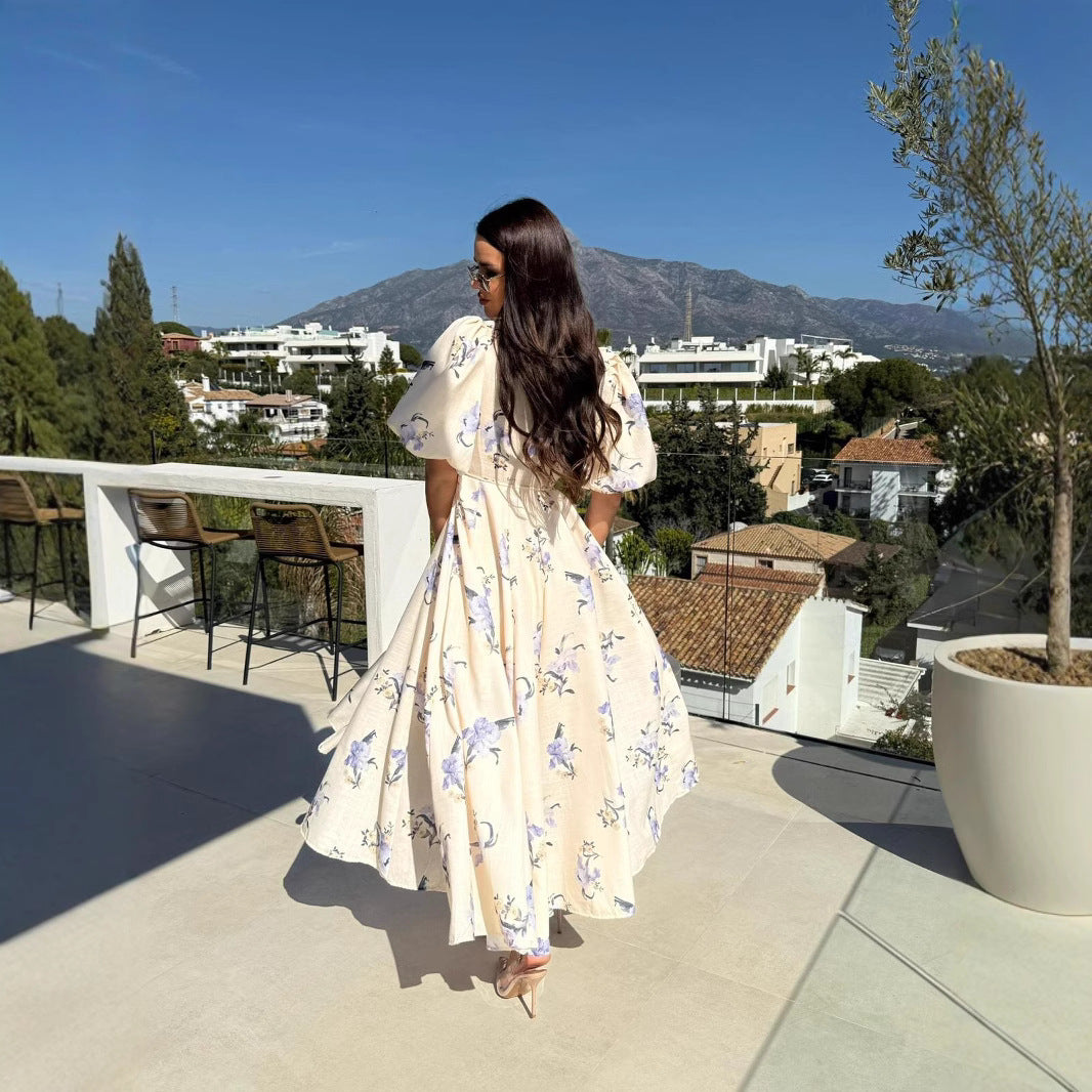 Maxi flower dress for women with puff sleeves Lune London