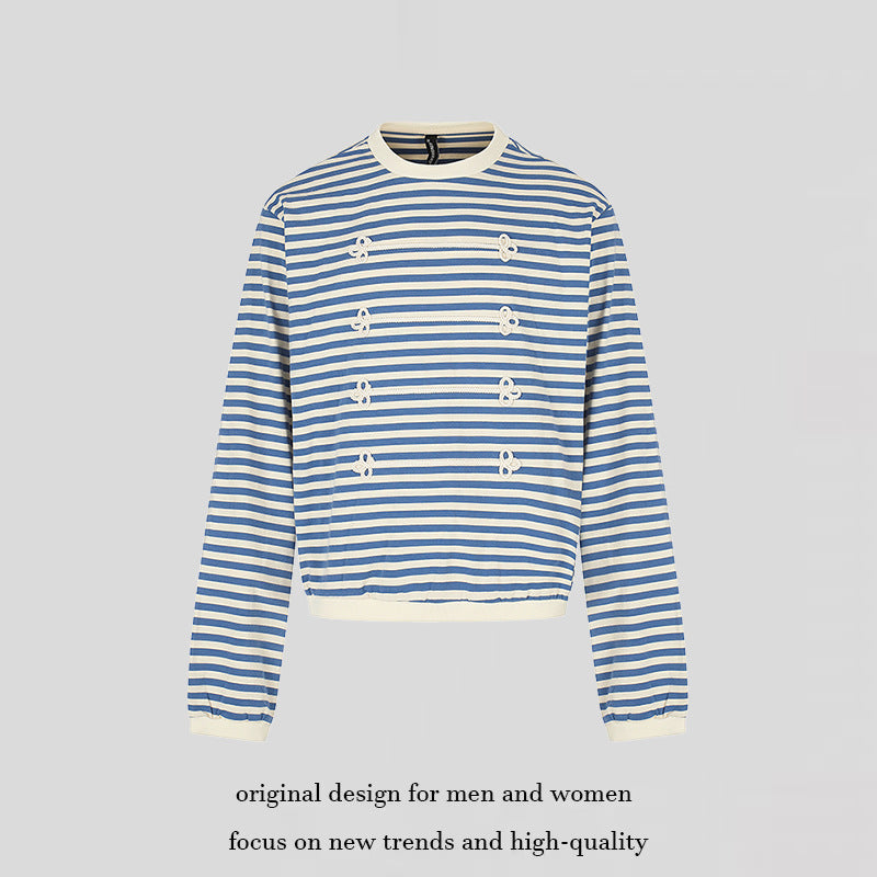 Women Striped Sweatshirt with Maritime Knot Applications Amarae
