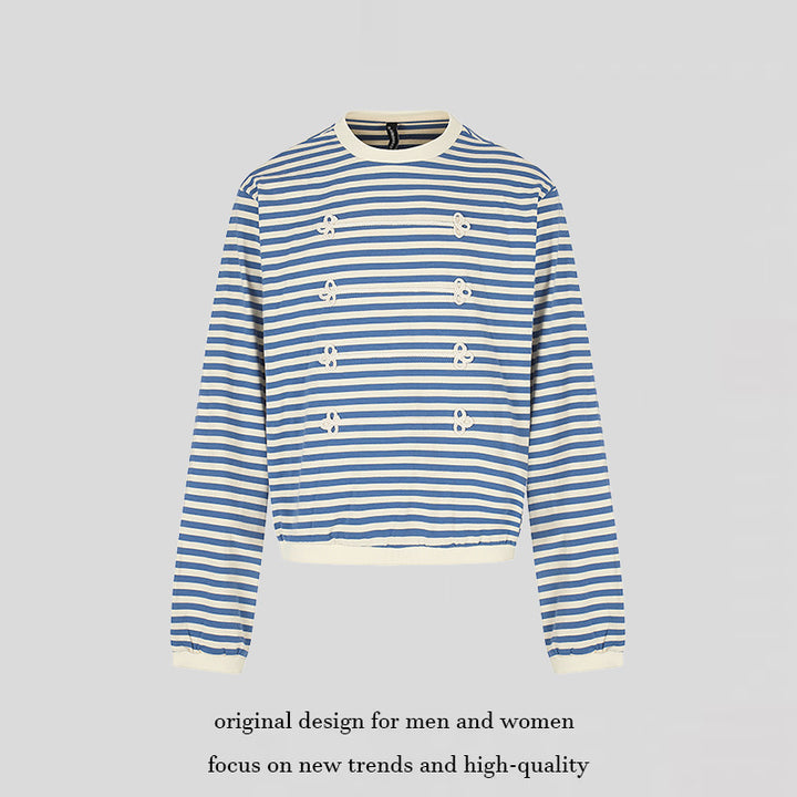 Women Striped Sweatshirt with Maritime Knot Applications Amarae