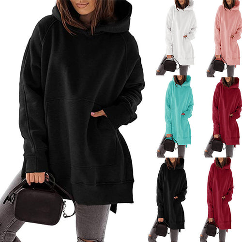 Lady Oversized Hoodie with Side Slits and Chic Fashion Design