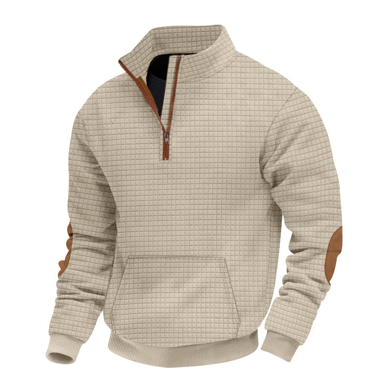 Structured fleece pullover for men with trendy high collar Lune London