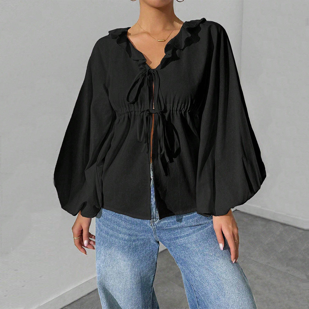 Chemisier style blouse pour femmes avec des manches volumineuses et des détails en volants Chic & Stil