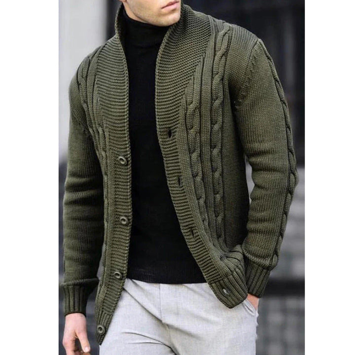 Lune London | Men's cardigan with robust cable pattern and durable button closure