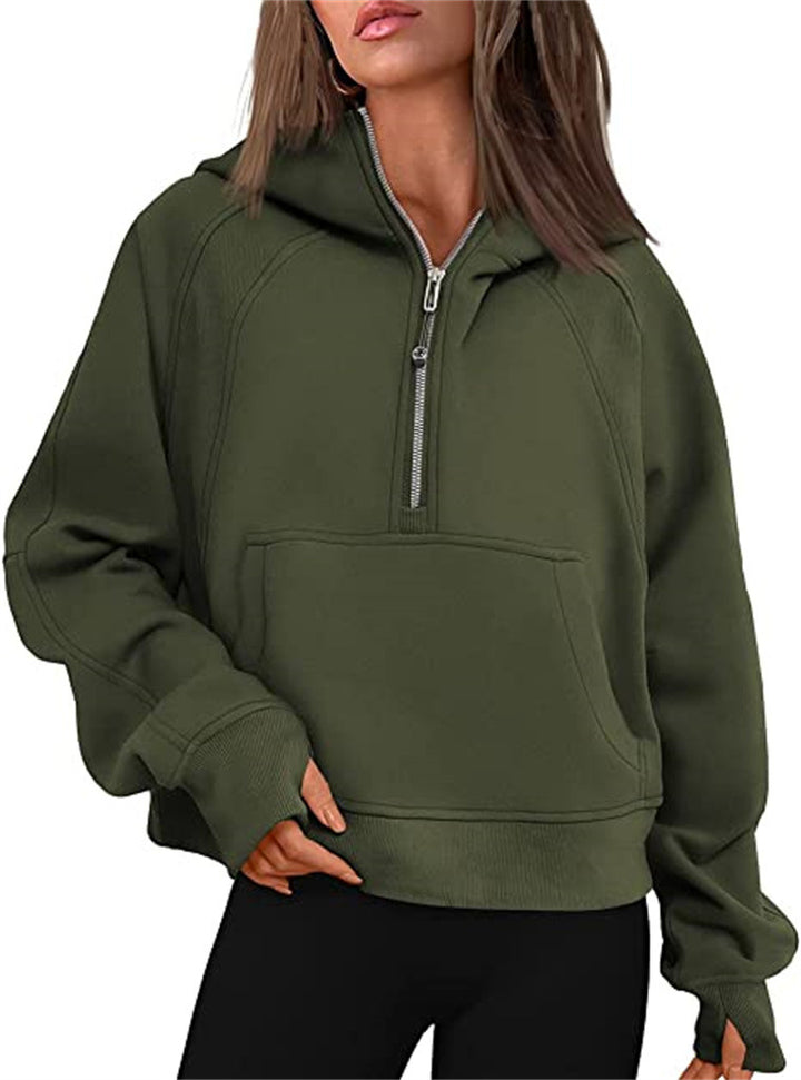 Ladies Oversized Hoodie with practical kangaroo pocket and zipper Lune London