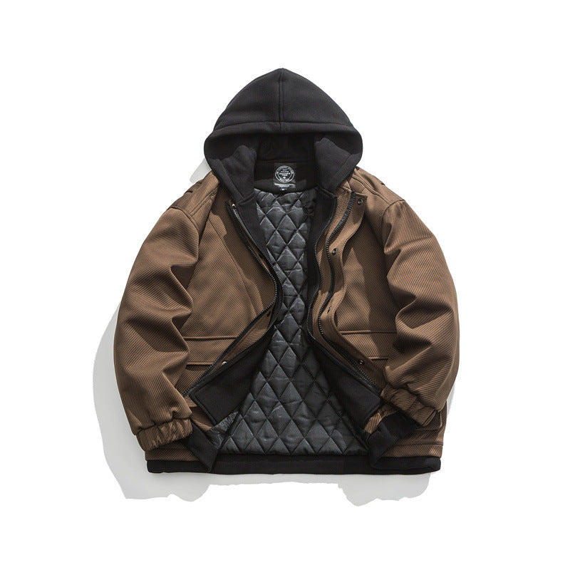 Men's Two-Layer Utility Jacket with Integrated Hood Inner Layer and Flap Pockets Amarae