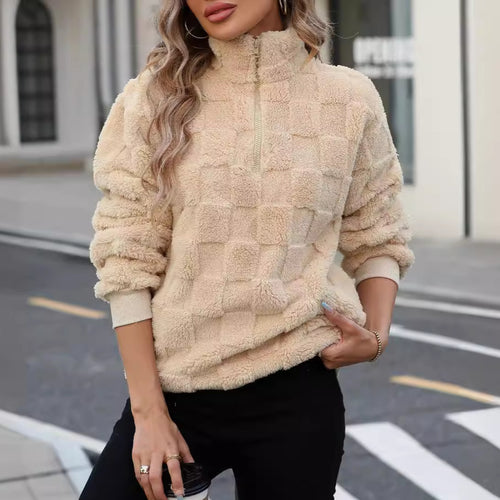 Ladies Oversized Fleece Pullover with zipper and Amarae structure